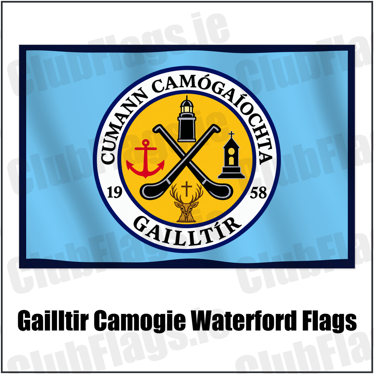 Gailltir Camogie Waterford Flags with the club crest and colours, Waterford GAA - ClubFlags.ie
