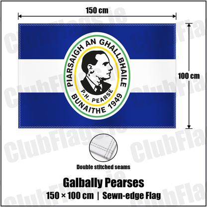 Galbally Pearses 100cm x 150cm Flag (sewn on the edges) with the club crest and colours, Tyrone GAA - ClubFlags.ie