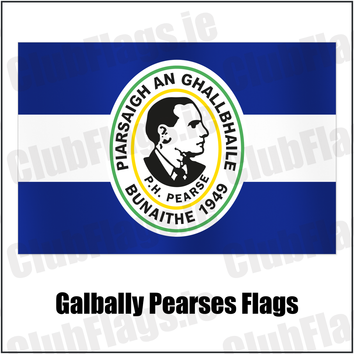 Galbally Pearses Flags with the club crest and colours, Tyrone GAA - ClubFlags.ie