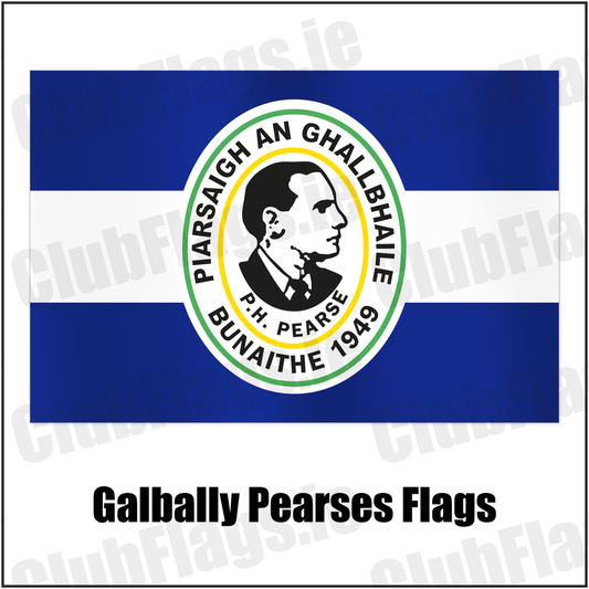 Galbally Pearses Flags with the club crest and colours, Tyrone GAA - ClubFlags.ie