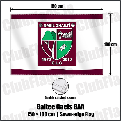 Galtee Gaels GAA 100cm x 150cm Flag (sewn on the edges) with the club crest and colours, Limerick GAA - ClubFlags.ie
