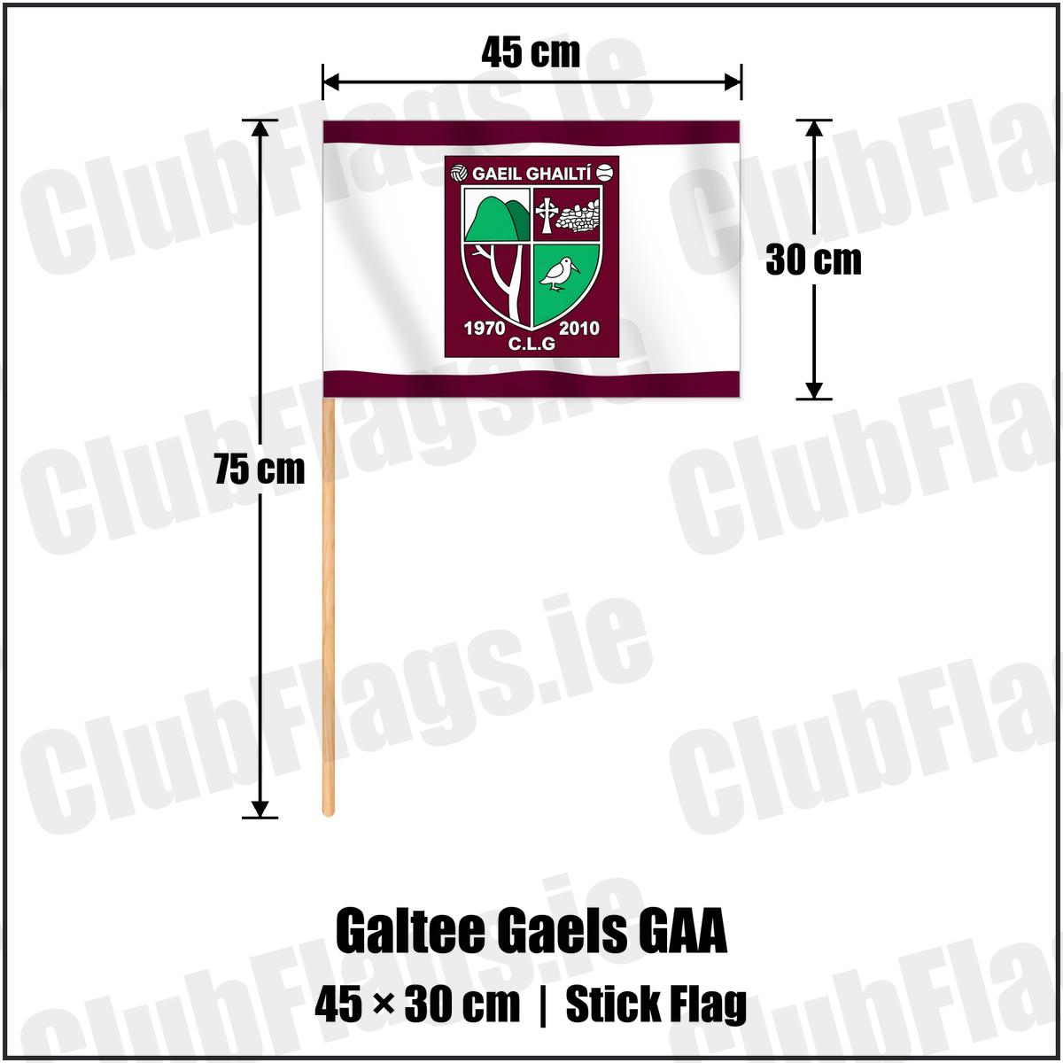Galtee Gaels GAA 30cm x 45cm Stick Flag with the club crest and colours, Limerick GAA - ClubFlags.ie