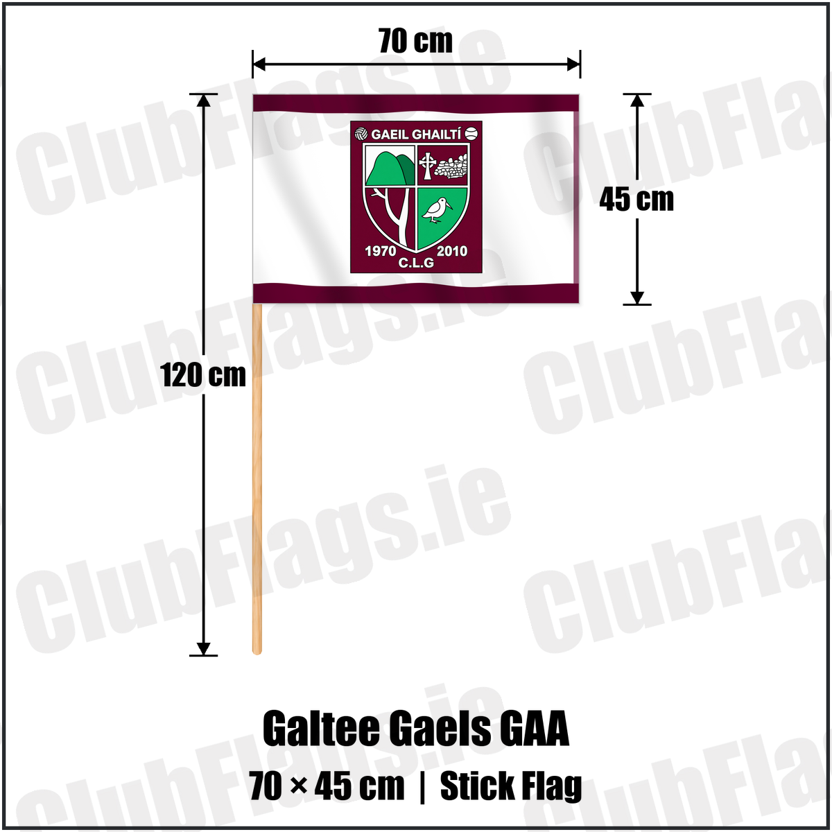 Galtee Gaels GAA 45cm x 70cm Stick Flag with the club crest and colours, Limerick GAA - ClubFlags.ie