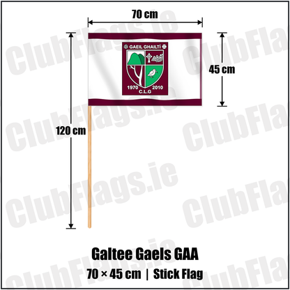 Galtee Gaels GAA 45cm x 70cm Stick Flag with the club crest and colours, Limerick GAA - ClubFlags.ie