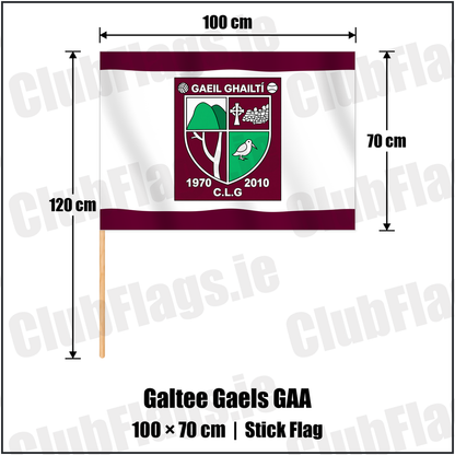 Galtee Gaels GAA 70cm x 100cm Stick Flag with the club crest and colours, Limerick GAA - ClubFlags.ie