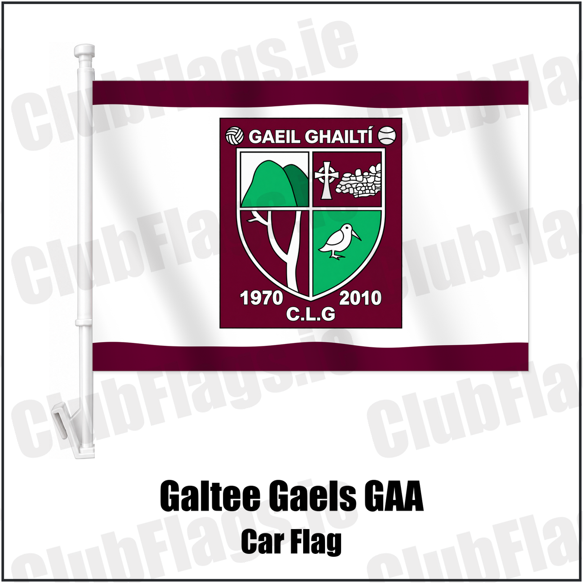Galtee Gaels GAA Car Flag with the club crest and colours, Limerick GAA - ClubFlags.ie