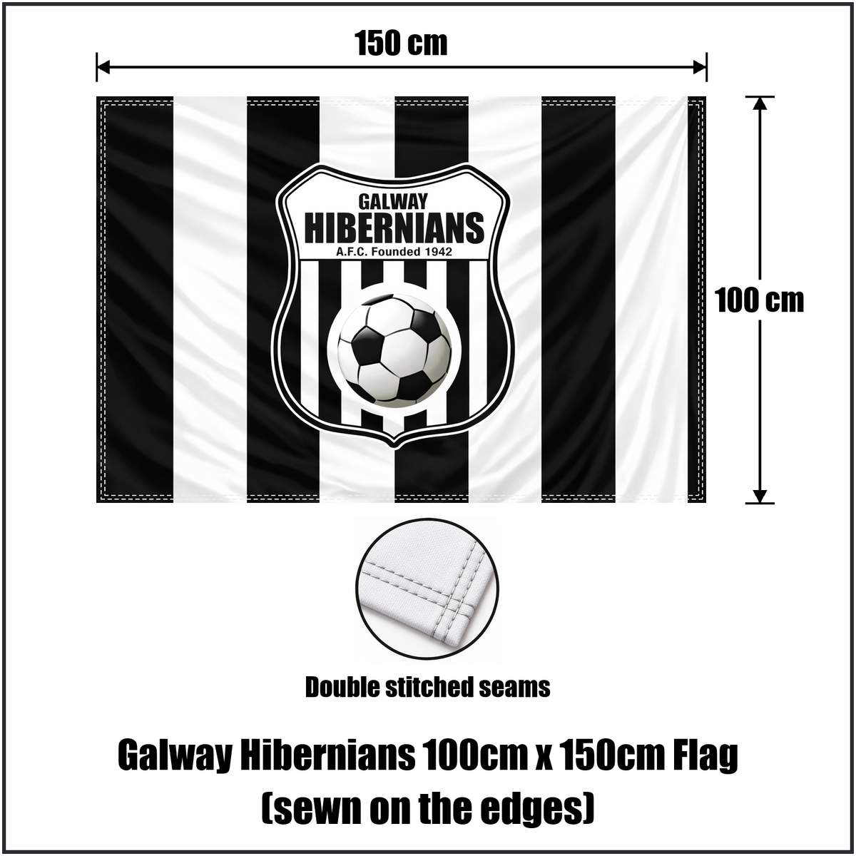 Galway Hibernians 100cm x 150cm Flag (sewn on the edges) - ClubFlags.ie