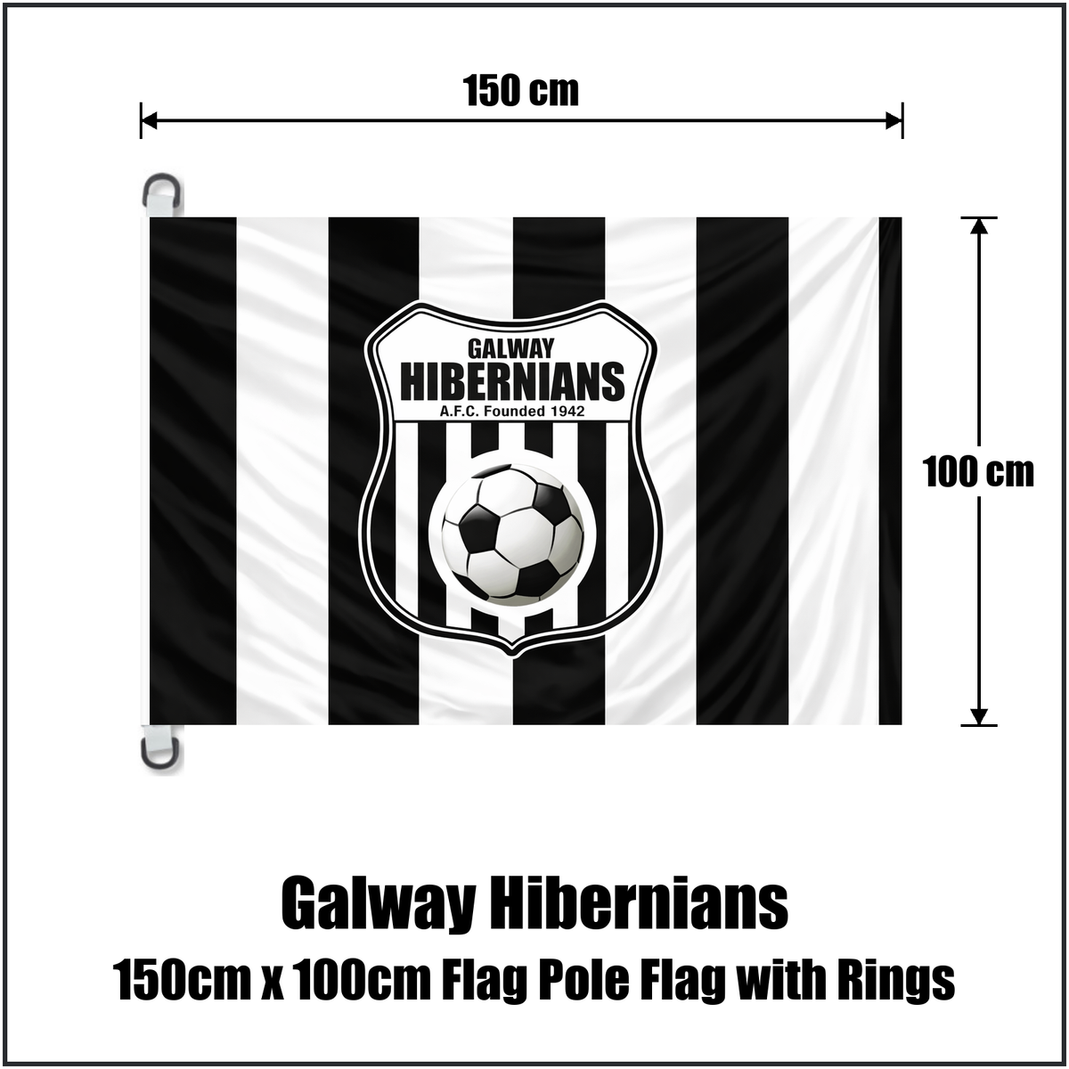 Galway Hibernians 150cm x 100cm Flag Pole Flag with Rings - ClubFlags.ie