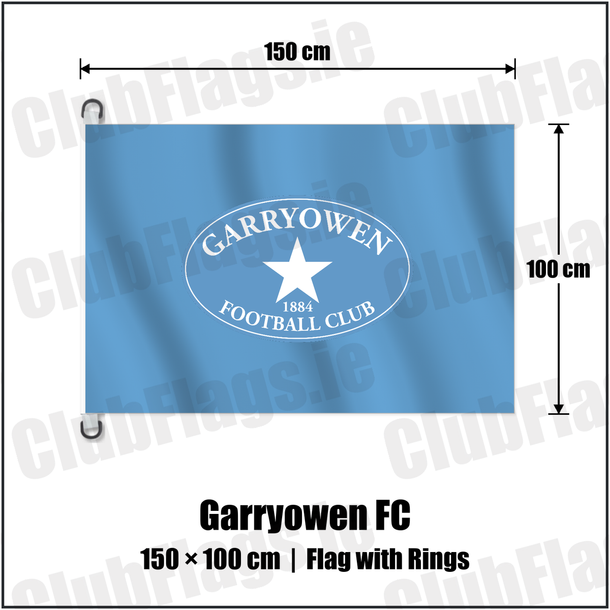 Garryowen FC 150cm x 100cm Flag Pole Flag with Rings with the club crest and colours, Limerick Rugby - ClubFlags.ie