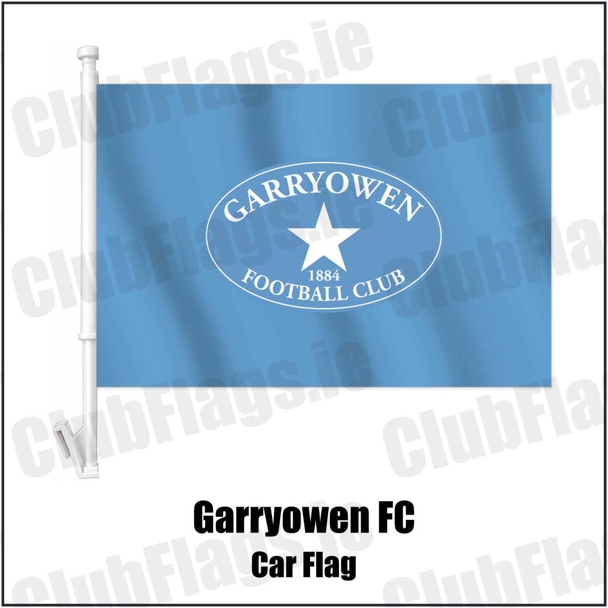 Garryowen FC Car Flag with the club crest and colours, Limerick Rugby - ClubFlags.ie