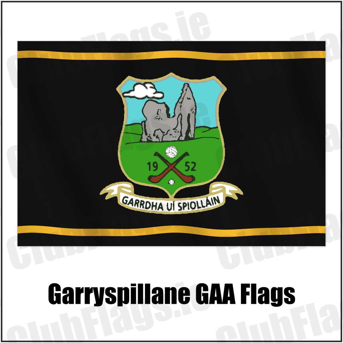 Garryspillane GAA Flags with the club crest and colours, Limerick GAA - ClubFlags.ie