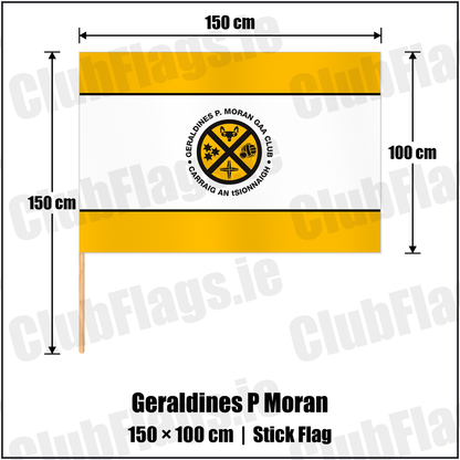 Geraldines P Moran 100cm x 150cm Stick Flag with the club crest and colours, Dublin GAA - ClubFlags.ie