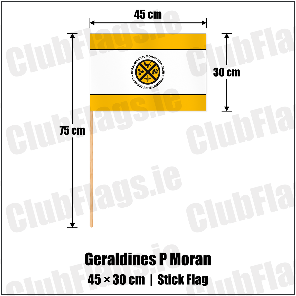 Geraldines P Moran 30cm x 45cm Stick Flag with the club crest and colours, Dublin GAA - ClubFlags.ie