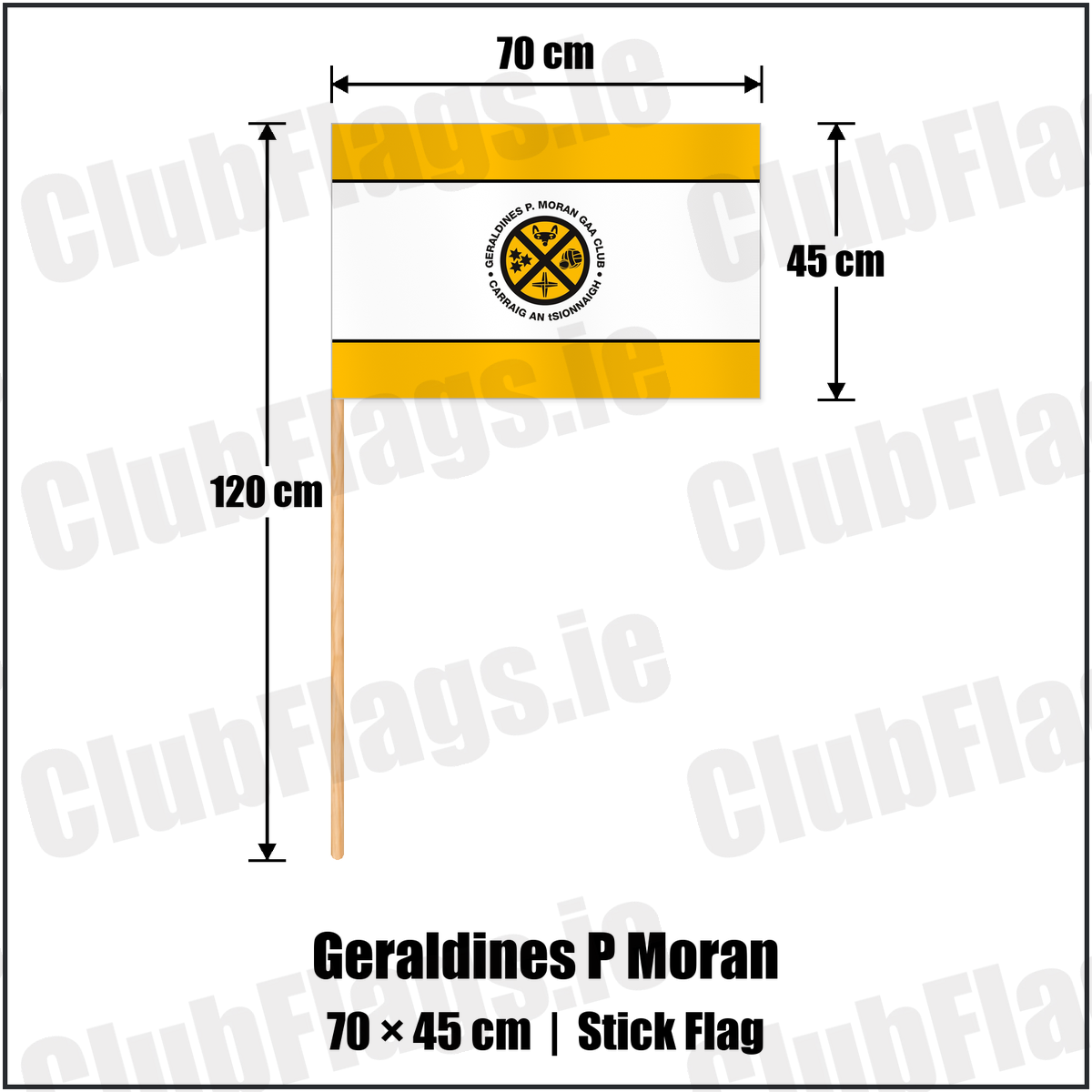 Geraldines P Moran 45cm x 70cm Stick Flag with the club crest and colours, Dublin GAA - ClubFlags.ie