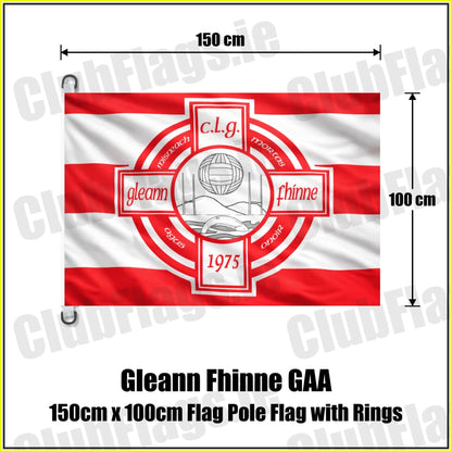 Gleann Fhinne GAA 150cm x 100cm Flag Pole Flag with Rings - ClubFlags.ie