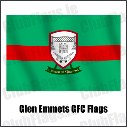 Glen Emmets GFC Flags with the verified club crest and colours, Louth GAA - ClubFlags.ie