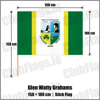Glen Watty Grahams 100cm x 150cm Stick Flag with the club crest and colours, Derry GAA - ClubFlags.ie