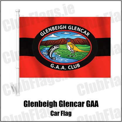 Glenbeigh Glencar GAA Car Flag with the verified club crest and colours, Kerry GAA - ClubFlags.ie