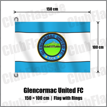Glencormac United FC 150cm x 100cm Flag Pole Flag with Rings with the club crest and colours, Wicklow Football - ClubFlags.ie