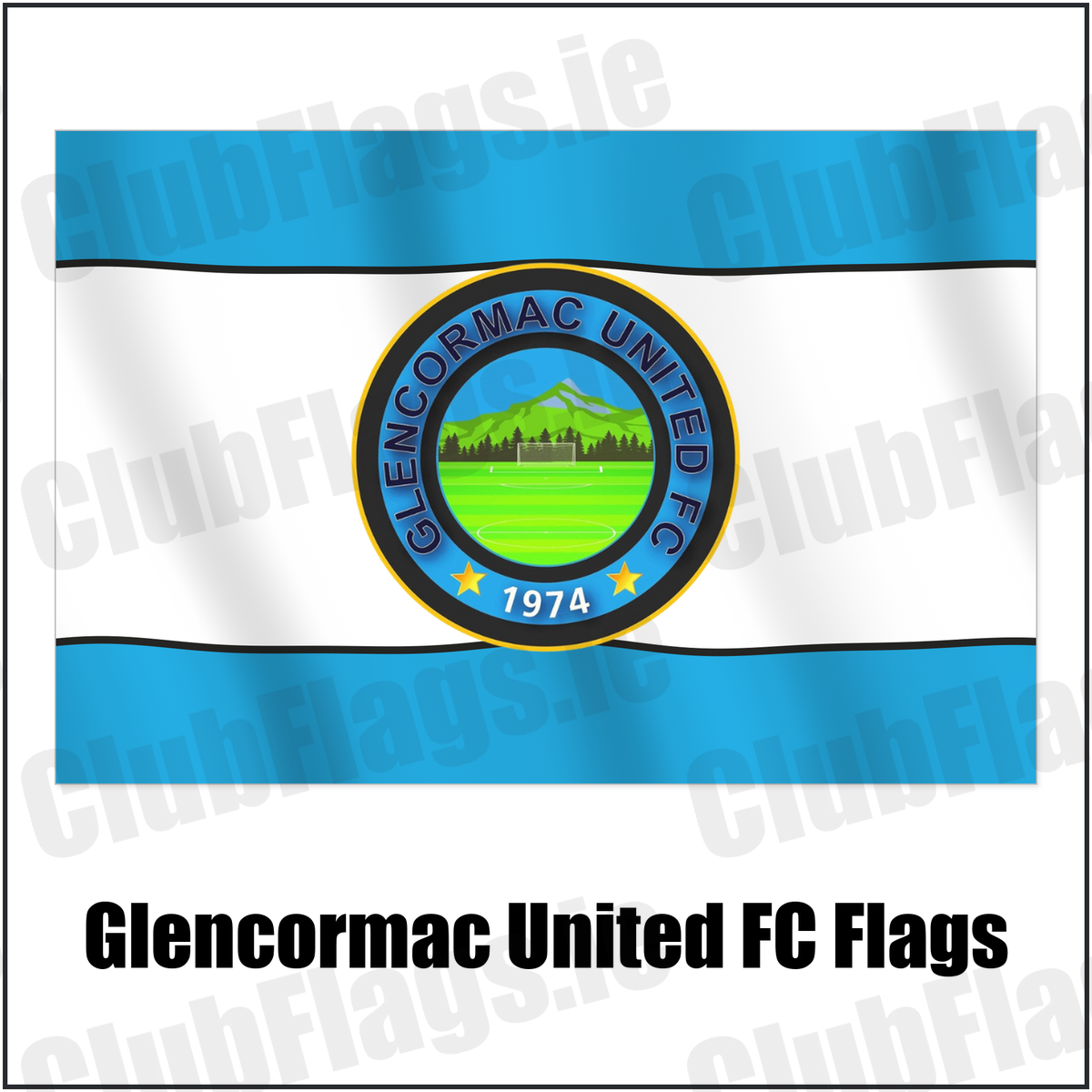 Glencormac United FC Flags with the club crest and colours, Wicklow Football - ClubFlags.ie