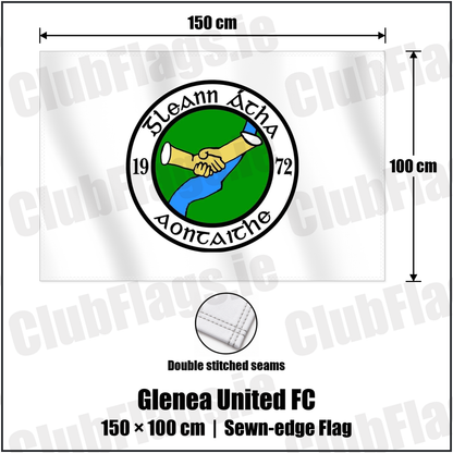 Glenea United FC 100cm x 150cm Flag (sewn on the edges) with the club crest and colours, Donegal Football - ClubFlags.ie
