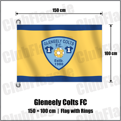 Gleneely Colts FC 150cm x 100cm Flag Pole Flag with Rings with the club crest and colours, Donegal Football - ClubFlags.ie