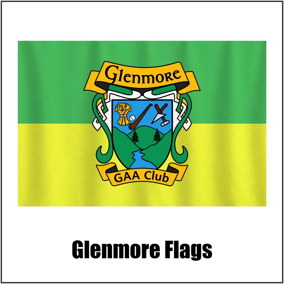 Glenmore Flags, featuring the club crest and green and gold colours; County Kilkenny GAA. ClubFlags.ie.