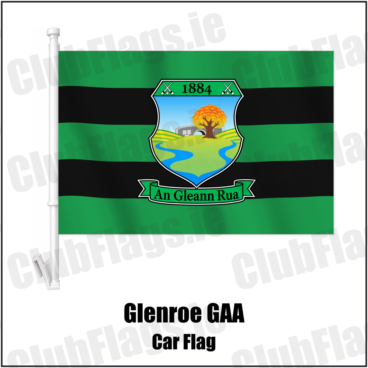 Glenroe GAA Car Flag with the club crest and colours, Limerick GAA - ClubFlags.ie