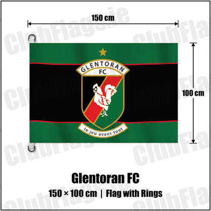 Glentoran FC 150cm x 100cm Flag Pole Flag with Rings with the club crest and colours, Down Football - ClubFlags.ie