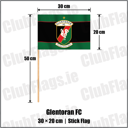 Glentoran FC 20cm x 30cm Stick Flag with the club crest and colours, Down Football - ClubFlags.ie