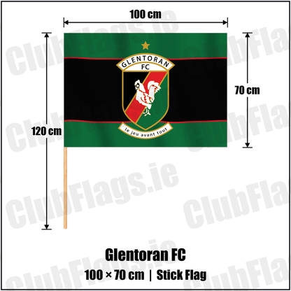 Glentoran FC 70cm x 100cm Stick Flag with the club crest and colours, Down Football - ClubFlags.ie