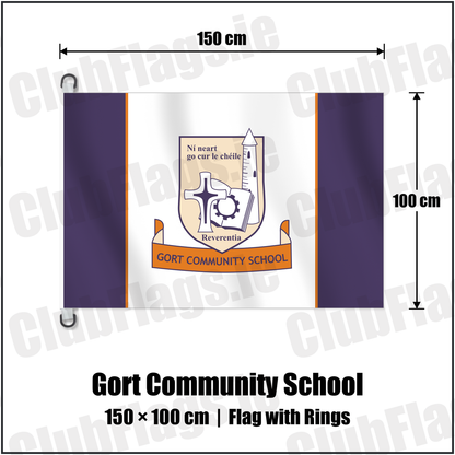 Gort Community School 150cm x 100cm Flag Pole Flag with Rings with the club crest and colours, Galway GAA - ClubFlags.ie