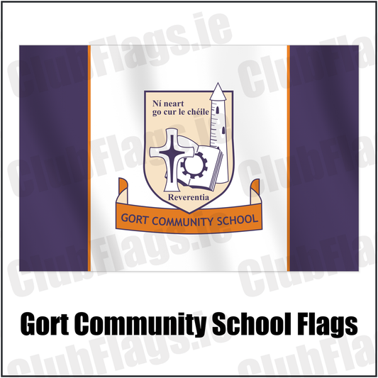 Gort Community School Flags with the club crest and colours, Galway GAA - ClubFlags.ie