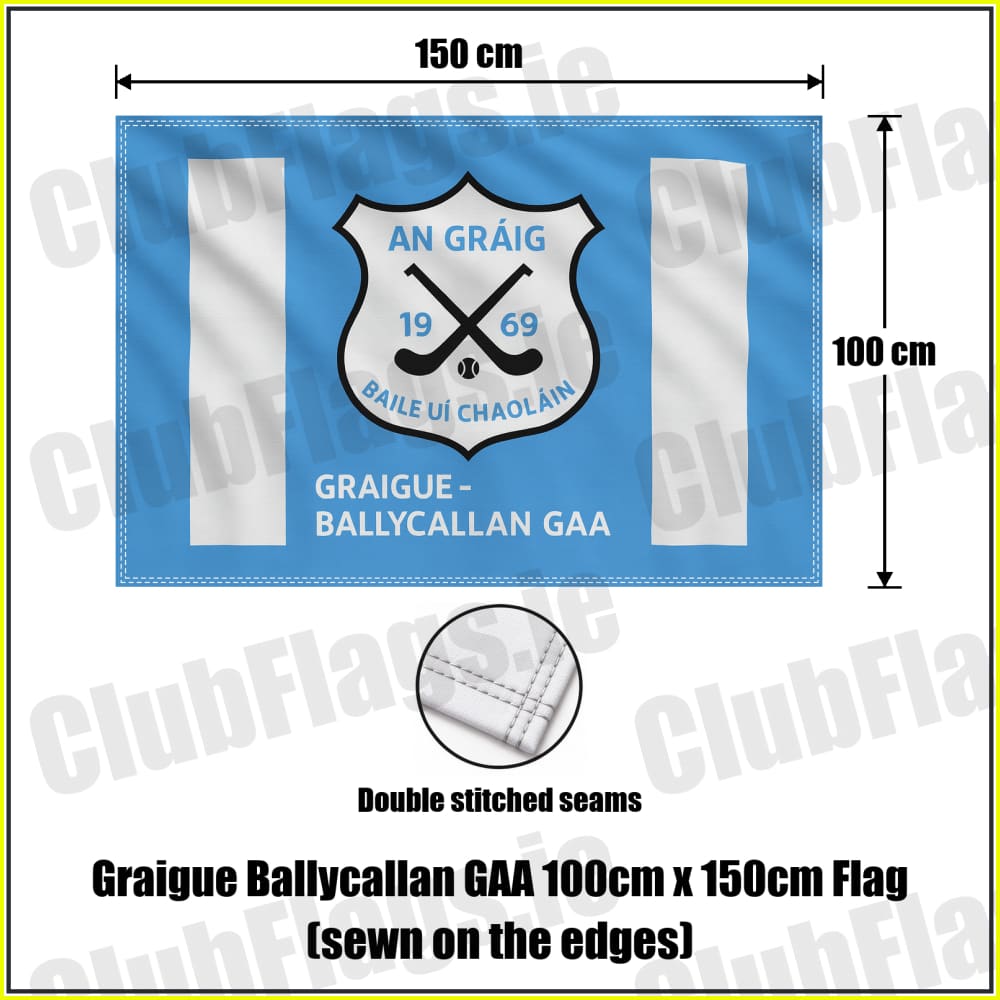Graigue Ballycallan GAA 100cm x 150cm Flag (sewn on the edges) - ClubFlags.ie