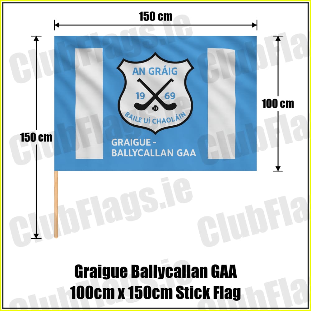 Graigue Ballycallan GAA 100cm x 150cm Stick Flag - ClubFlags.ie