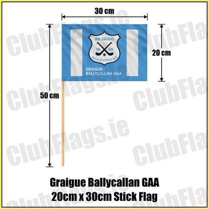 Graigue Ballycallan GAA 20cm x 30cm Stick Flag - ClubFlags.ie