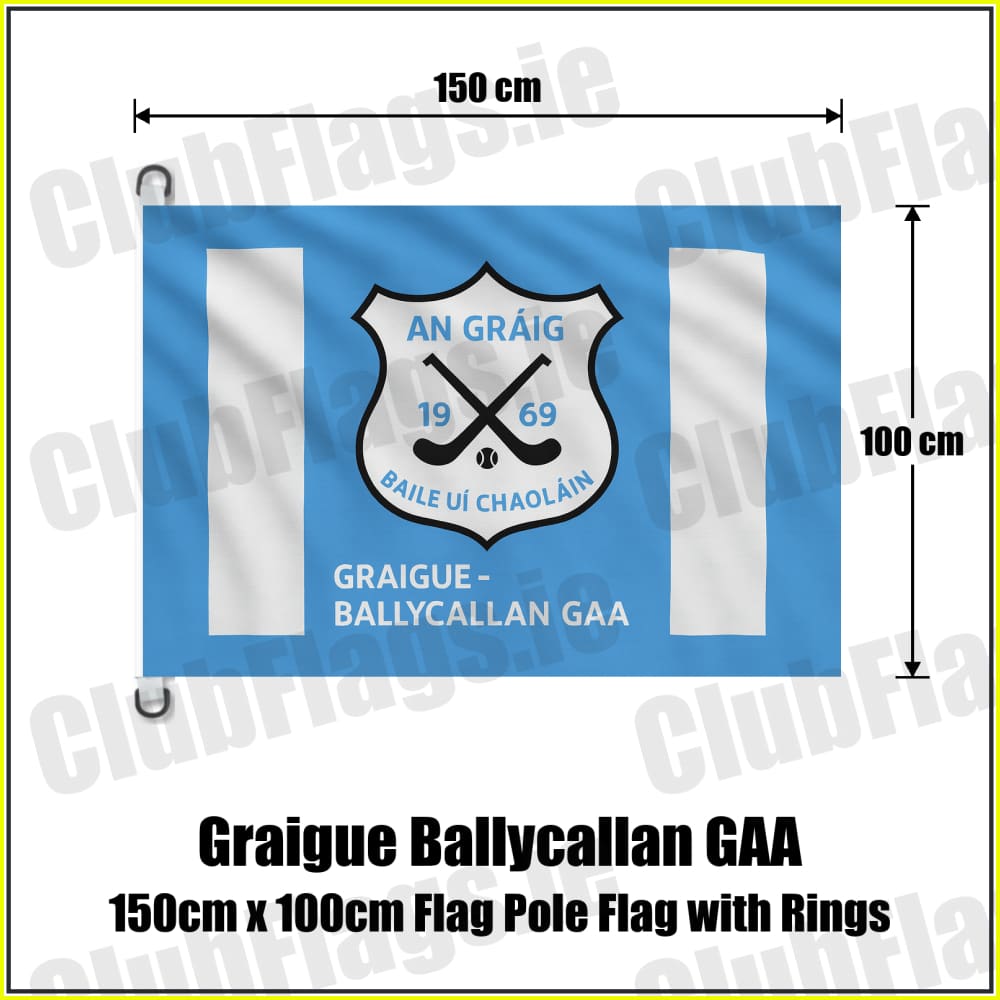Graigue Ballycallan GAA 150cm x 100cm Flag Pole Flag with Rings - ClubFlags.ie