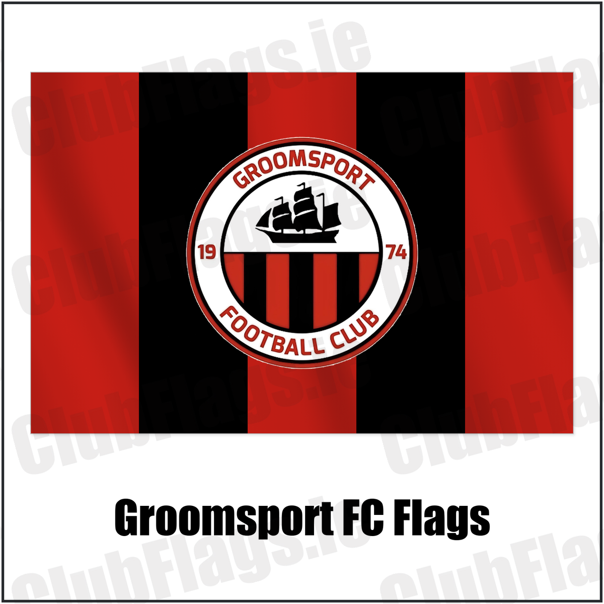 Groomsport FC Flags with the club crest and colours, Down Football - ClubFlags.ie
