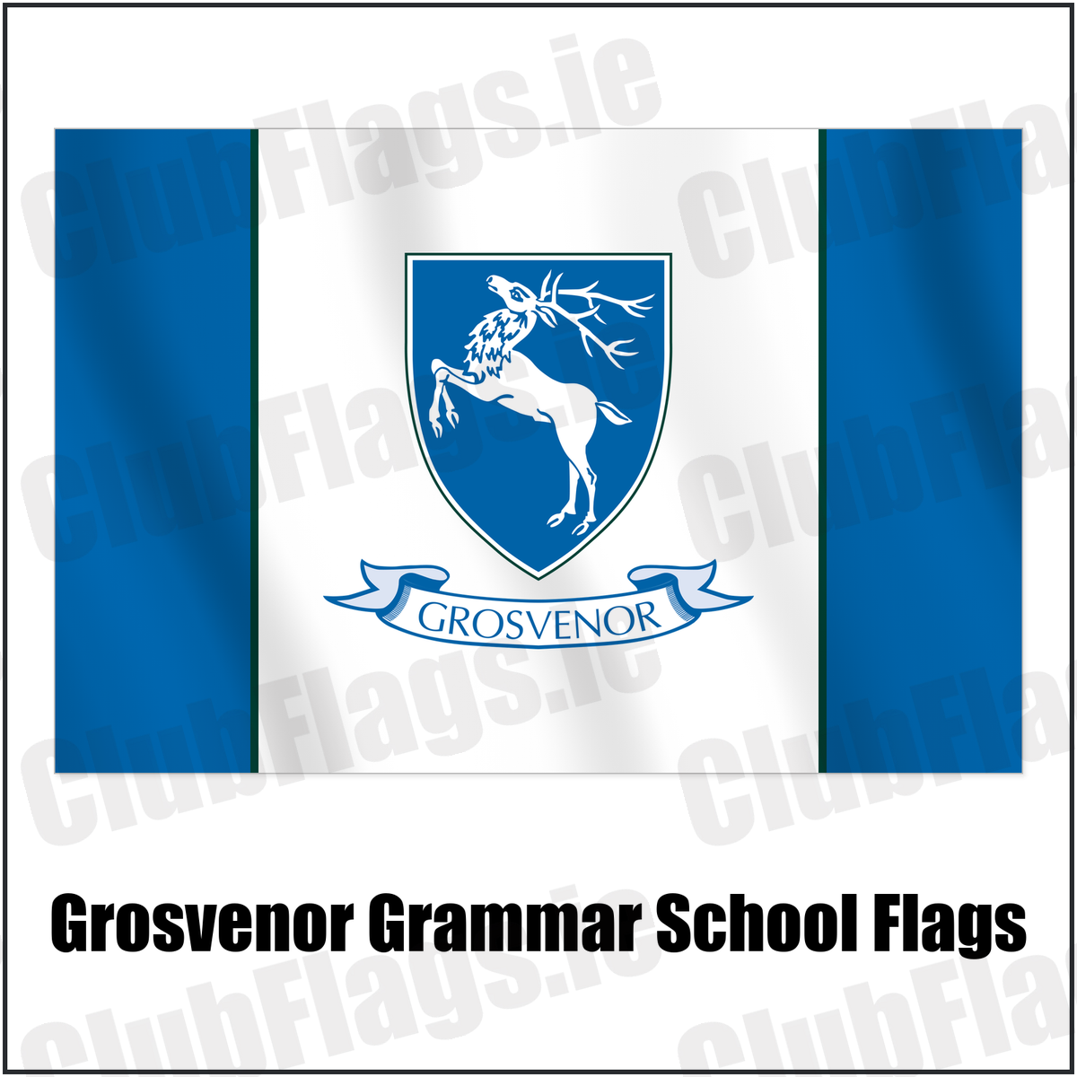 Grosvenor Grammar School Flags with the club crest and colours, Down Rugby - ClubFlags.ie