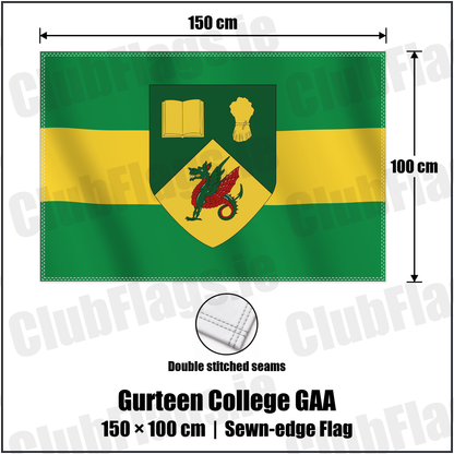Gurteen College GAA 100cm x 150cm Flag (sewn on the edges) with the club crest and colours, Tipperary GAA - ClubFlags.ie
