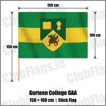 Gurteen College GAA 100cm x 150cm Stick Flag with the club crest and colours, Tipperary GAA - ClubFlags.ie