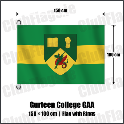 Gurteen College GAA 150cm x 100cm Flag Pole Flag with Rings with the club crest and colours, Tipperary GAA - ClubFlags.ie