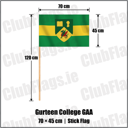 Gurteen College GAA 45cm x 70cm Stick Flag with the club crest and colours, Tipperary GAA - ClubFlags.ie