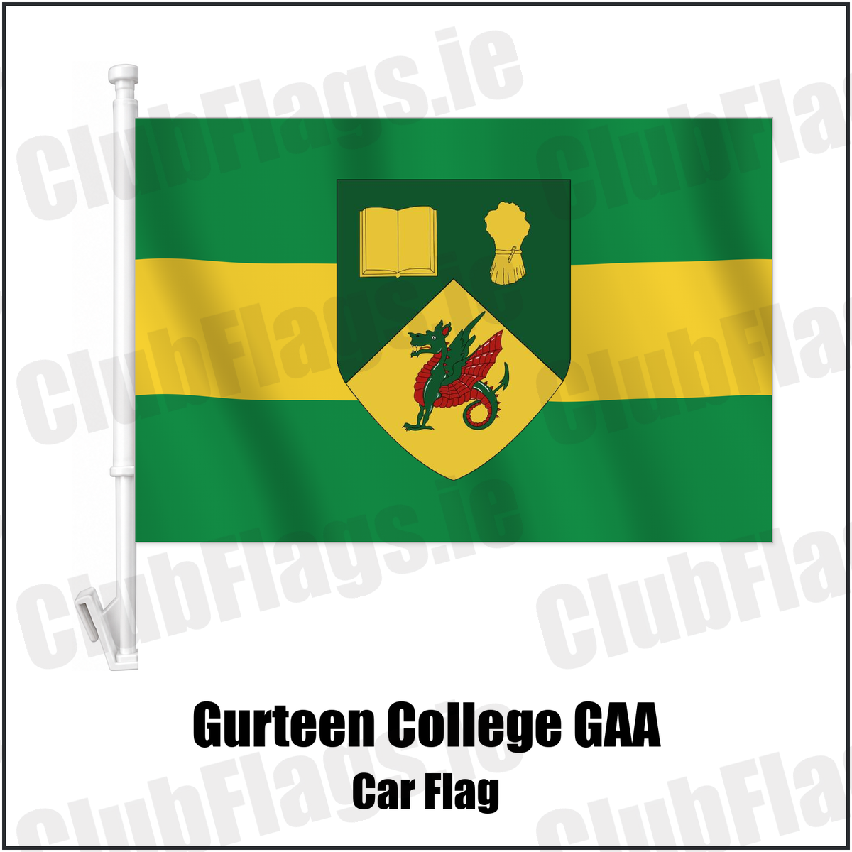 Gurteen College GAA Car Flag with the club crest and colours, Tipperary GAA - ClubFlags.ie