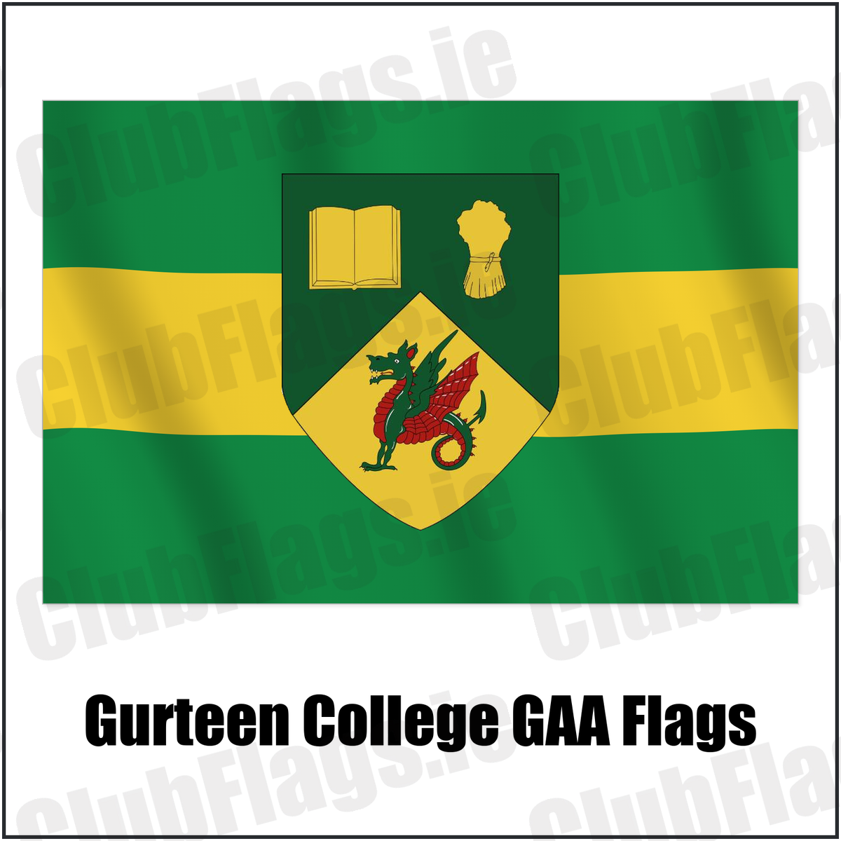 Gurteen College GAA Flags with the club crest and colours, Tipperary GAA - ClubFlags.ie