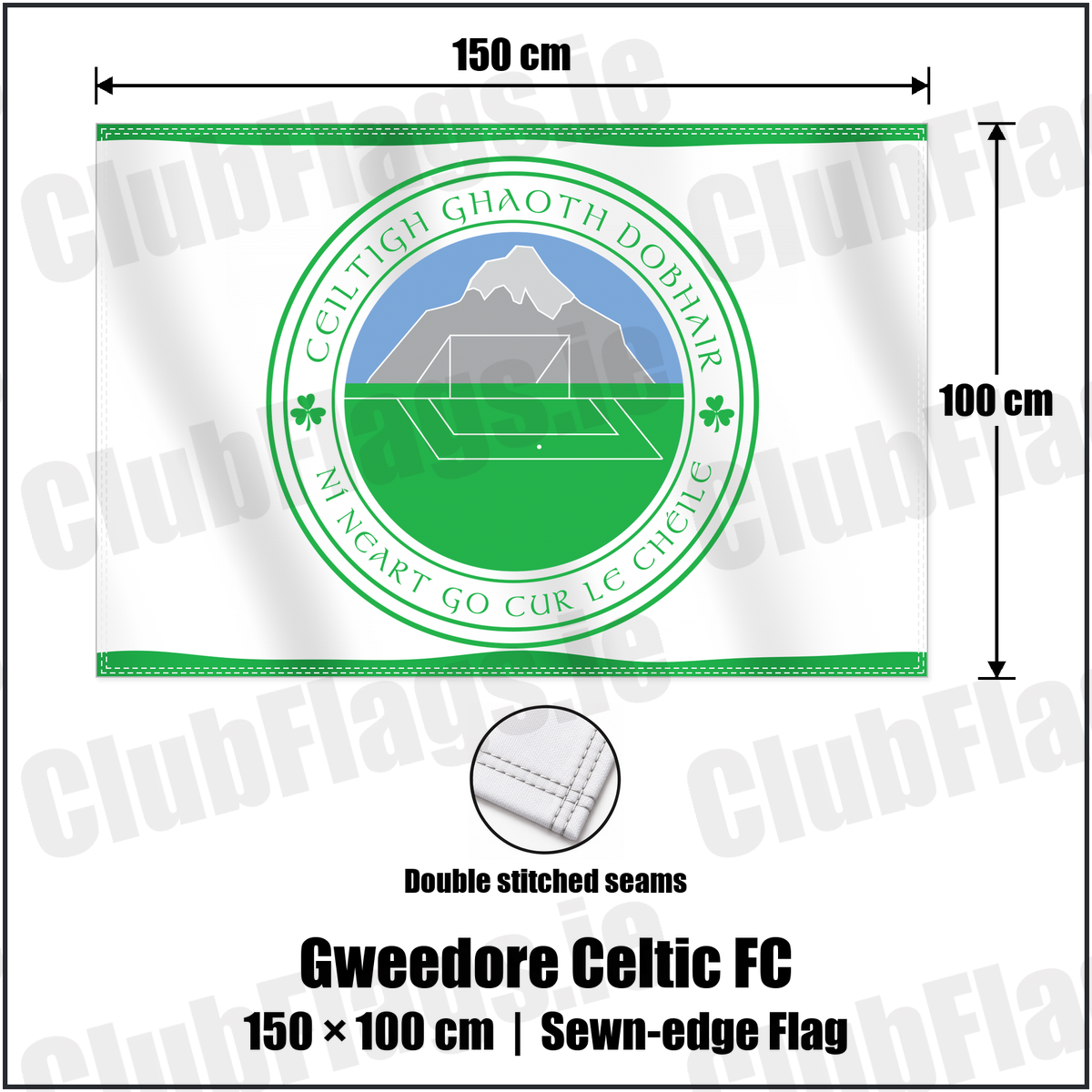 Gweedore Celtic FC 100cm x 150cm Flag (sewn on the edges) with the club crest and colours, Donegal Football - ClubFlags.ie
