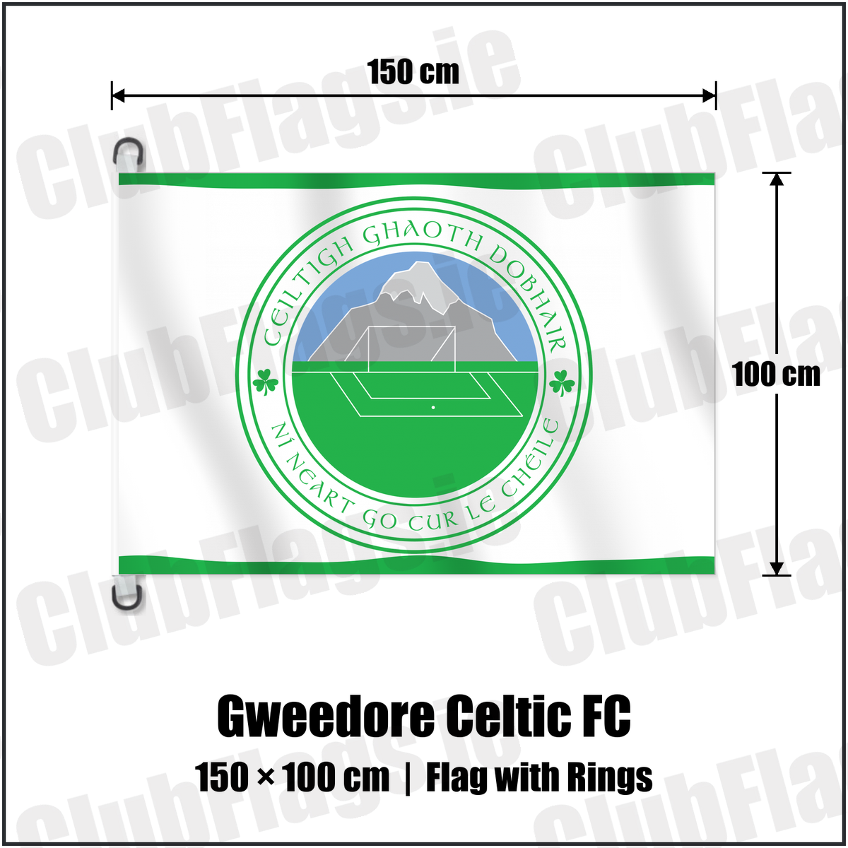 Gweedore Celtic FC 150cm x 100cm Flag Pole Flag with Rings with the club crest and colours, Donegal Football - ClubFlags.ie