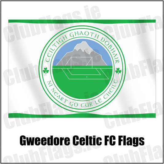 Gweedore Celtic FC Flags with the club crest and colours, Donegal Football - ClubFlags.ie