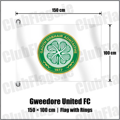 Gweedore United FC 150cm x 100cm Flag Pole Flag with Rings with the club crest and colours, Donegal Football - ClubFlags.ie