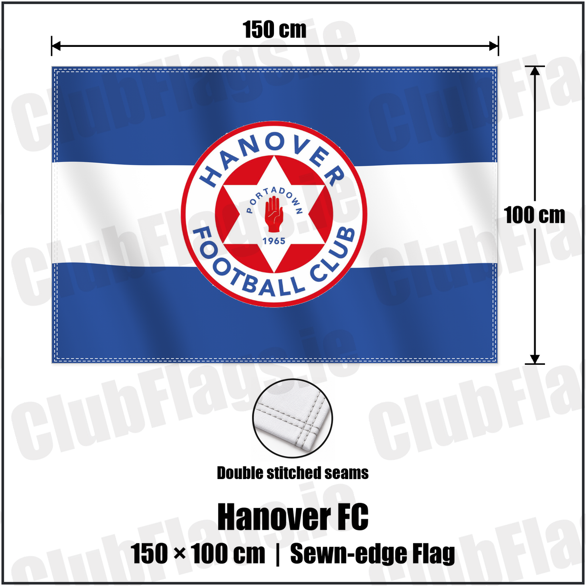 Hanover FC 100cm x 150cm Flag (sewn on the edges) with the club crest and colours, Armagh Football - ClubFlags.ie